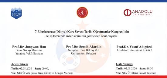 7. Uluslararası (Dünya) Kore Savaşı Tarihi Öğretmenler Kongresi